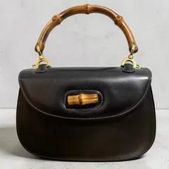 【美品】GUCCI グッチ バンブー ハンドバッグ オールド ターンロック ブラックレザー ヴィンテージのサムネイル