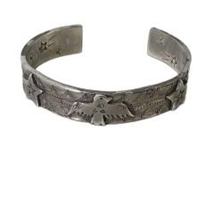Indian jewelry Thunderbird bracelet bangle, silver color