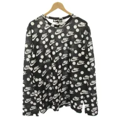 コムデギャルソンブラック COMME des GARCONS BLACK × NIKE AD2019 Tシャツ カットソー ドット 水玉 ロゴ プリント 長袖 総柄 XL 黒 ブラック 1D-T102 /HNのサムネイル