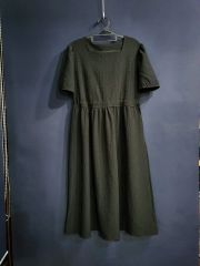 SA-RAH スタンドネックピンタックワンピース ブルーチェックリネン