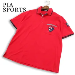 【美品】PIA SPORTS ピアスポーツ 春夏★ 半袖 鹿の子 国旗ワッペン ロゴ刺繍 ポロシャツ 日本製 Sz.4 メンズ 赤のサムネイル
