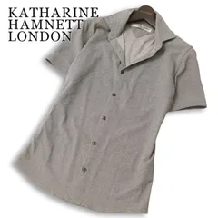 KATHARINE HAMNETT LONDON キャサリン ハムネット 春夏★ 半袖 スリム シャツ 日本製 Sz.M メンズ グレーのサムネイル