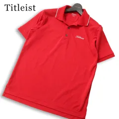Titleist タイトリスト ゴルフ 春夏★ スター ロゴ刺繍 半袖 鹿の子 ポロシャツ Sz.L メンズ 赤のサムネイル