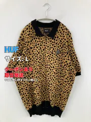 HUF ハフ ポロシャツ L ブラウン レオパード柄 ワンポイント ブランドロゴ 半袖 メンズ レディースのサムネイル