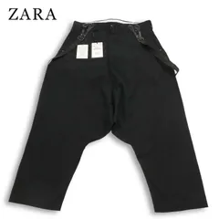 【新品 未使用】 ZARA ザラ マン 春夏★ サスペンダー ワイド サルエル パンツ Sz.31 メンズ 黒のサムネイル