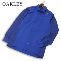 OAKLEY オークリー スカルコレクション★ 通年 長袖 切替 スカル ロゴプリント ストレッチ シャツ Sz.L メンズ 青のサムネイル