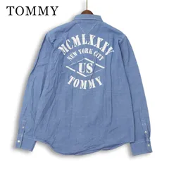 TOMMY トミー ヒルフィガー 通年 長袖 バックプリント シャンブレー ボタンダウン ワーク シャツ 大きいサイズ Sz.XL メンズのサムネイル