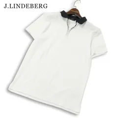 J.LINDEBERG Jリンドバーグ 春夏★ 半袖 ハーフジップ 鹿の子 ロゴプリント ポロシャツ Sz.S メンズ 白 ゴルフのサムネイル