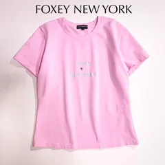 kS16 FOXEY NEW YORK 大きいサイズ 42 クルーネック Tシャツ ロゴ マーク プリント カットソー ピンク フォクシーニューヨークのサムネイル