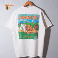 90s USA 企画 1996年製 フーターズ HOOTERS Tシャツ L アイボリー ヴィンテージ Vintage 両面プリント フクロウ アニマル オニータ ONEITA POWER PRO ストリート 古着 b6015