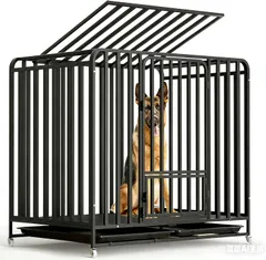 大型犬小屋 室内 犬 ゲージ 金属製 犬用 ペットケージ キャスター付き組立簡単 室内外兼用 犬小屋 き 移動便利ペットケージ キャスター付き(ブラック)(幅95*奥行65*高さ85cm)のサムネイル