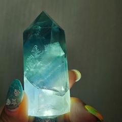 一点物】オーラ水晶 カテドラル ライブラリー 原石 グリーン×ブルー