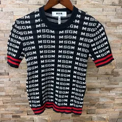 エムエスジーエム MSGM ロゴ総柄半袖ニット 2641MDM131 ブラック クルーネック サマーニット ショートスリーブ プルオーバー トップス カジュアルのサムネイル