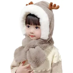 【新品】 [Entregando amor e paz] トナカイの帽子 マフラー 女の子 かわいい あったかい 防寒 (子 ﾄﾅｶｲ) 0