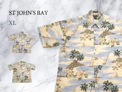 セントジョンズベイ ST.JOHN’S BAY 半袖シャツ アロハシャツ ハワイアンシャツ ボタニカル ブルー メンズ XLサイズ アパレル ファッション トップスのサムネイル