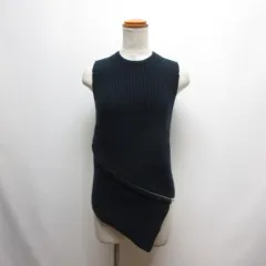 アレキサンダーワン ALEXANDER WANG ジップ ニット ベスト セーター S 濃紺 ネイビー ノースリーブ 変形 ☆AA★のサムネイル
