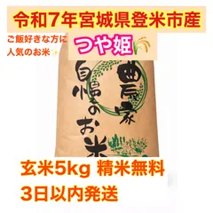 令和7年宮城県登米市産つや姫 玄米5kg精米無料  農家直送 色彩選別完備 特別栽培米基準のサムネイル