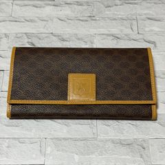 CELINE マカダム柄 長財布 がま口 ブラック ブラウン CELINE セリーヌ 長財布 ブラウン マカダム柄 がま口 PVCレザー