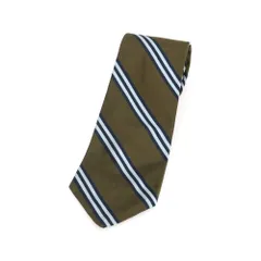 【中古】ブルックスブラザーズ Brooks Brothers MAKERS シルク ストライプ柄ネクタイ オリーブxネイビー【メンズ】のサムネイル