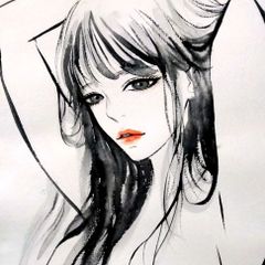 肉筆原画 水彩画 ドローイング ヌード 絵画 美人画 裸婦画 - メルカリ