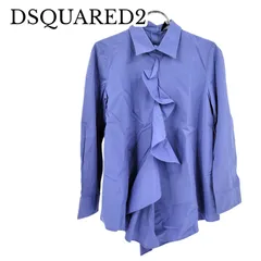 【美品】DSQUARED2 ディースクエアード フリルブラウス ジャボットカラー襟 長袖シャツ コットン100% パープル系 レディース 38のサムネイル