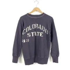 WAREHOUSE　ウエアハウス　COLORADO　STATE　ステンシルプリント　スウェット　トレーナー　V字ガゼット　サイズ38　裏起毛　ネイビーのサムネイル
