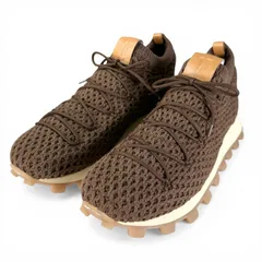 未使用品▲TOD’S トッズ ファブリック レザー使い ニット ローカットスニーカー シューズ ブラウン 8.5 イタリア製 メンズ 保存袋付きのサムネイル
