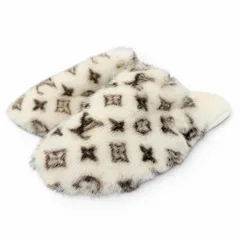 極美品☆LOUIS VUITTON ルイヴィトン スイートライン ミンクファー モノグラム ルームシューズ スリッパ アイボリー 38-39 イタリア製のサムネイル