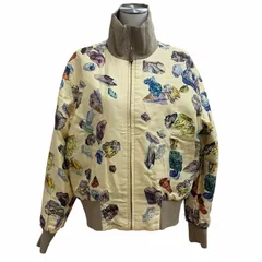 極美品★HERMES エルメス ヴィンテージ シルク100% リバーシブル MINERAUX 総柄 ZIP UP ブルゾン ジャケット マルチ ベージュ 40 仏製のサムネイル