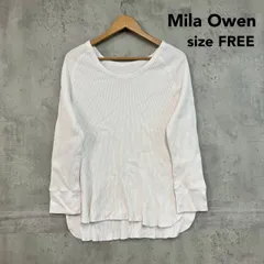 Mila Owen ミラオーウェン F ホワイト ワッフルプルオーバー サーマルニット カットソー 長袖Tシャツ ロンT トップス ラウンドネック ラグラン 裾ラウンド アシンメトリー 無地 カジュアル きれいめ シンプル ★ ■◇のサムネイル