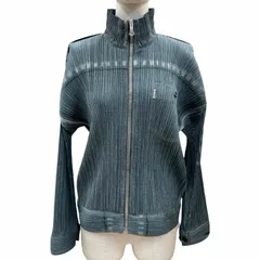 極美品◇PLEATS PLEASE プリーツプリーズ イッセイミヤケ PP33-JC722 デニム転写 プリーツ ジャケット 5 日本製 正規品 レディースのサムネイル