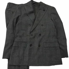 極美品□LARDINI ラルディーニ Tessuto Esclusi グレンチェック ブートニエール ダブルブレスト スーツ グレー 46 イタリア製 正規品のサムネイル