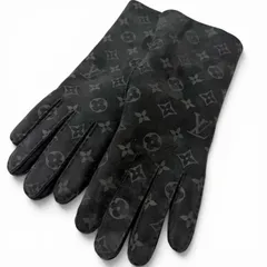 美品□LOUIS VUITTON ルイヴィトン M71848 ゴン・シャーリング ダーリン 羊革 モノグラム ムートン 手袋 ブラック 8 伊製 レディースのサムネイル