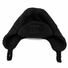 未使用品☆CHANEL シャネル 25AW カシミヤ シルク ココマーク チャプカハット トラッパー フライト ニットキャップ ブラック 伊製 正規品のサムネイル