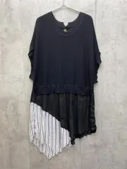 OSMOSIS オズモーシス ストライプ プリーツヘムニットプルオーバー ワンピース接触冷感 UVカット sizeONE/ブラック×ホワイト ■◆ レディースのサムネイル