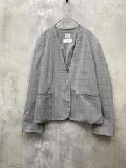 INDEX インデックス Vネック グレンチェック ノーカラー ジャケットライトアウター きれいめ sizeM/グレー ■◆ レディースのサムネイル