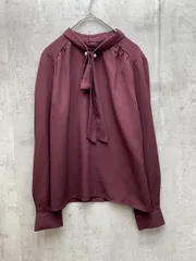 AG by aquagirl エージーバイアクアガール 梨地 フェイクパールピンボウタイブラウス シャツ size38/M/ワインレッド ■◆ レディースのサムネイル