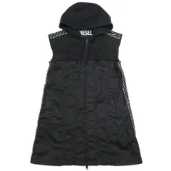 良品 DIESEL ディーゼル D-JANA-NE ロングベスト ノースリーブジャケット ブルゾン フーディ ロゴテープ S ブラック レディース 古着 中古 USEDのサムネイル