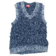 良品 DIESEL ディーゼル シャギー ニット ベスト M-DELIN A17528 OKNAE エムデリン ノースリーブ カットソー プルオーバー S ブルー レディース 古着 中古 USEDのサムネイル