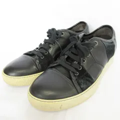 良品 LANVIN ランバン レザー ローカット スニーカー サイズ6 24.5cm相当 ブラック メンズ 古着 中古 USEDのサムネイル