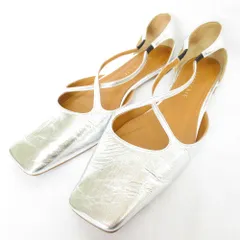 美品 PIPPICHIC ピッピシック AMBER シワ加工 フラットパンプス サイズ36.5 23.5cm相当 シルバー レディース 古着 中古 USEDのサムネイル