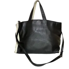 良品 DKNY ダナキャラン レザー バイカラー 2WAY ショルダーバッグ ブラック ホワイト メンズ レディース 古着 中古 USEDのサムネイル