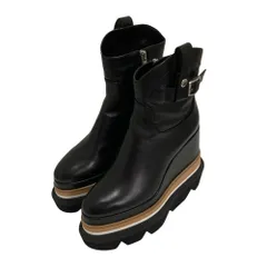 美品 sacai サカイ プラットフォーム ウェッジソール アンクルブーツ 37 23.5cm程度 ブラック レディース 古着 中古 USEDのサムネイル