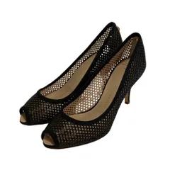 美品 Giuseppe Zanotti ジュゼッペザノッティ メッシュレザー オープントゥ パンプス 34 21cm程度 ダークネイビー レディース 古着 中古 USEDのサムネイル