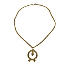 美品 MOSCHINO モスキーノ ハート リボン ネックレス アクセサリー ゴールドカラー レディース 古着 中古 USEDのサムネイル