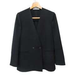 良品 Theory luxe セオリーリュクス  LIVE2 NENSI NL ダブルブレスト ノーカラージャケット 38 ブラック レディース 古着 中古 USEDのサムネイル