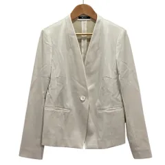 良品 Aquascutum アクアスキュータム ノーカラージャケット 8 オフホワイト レディース 古着 中古 USEDのサムネイル