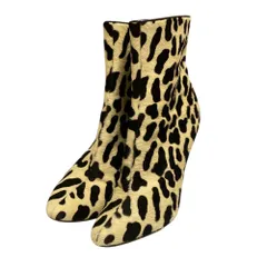 美品 GIUSEPPE ZANOTTI ジュゼッペザノッティ レオパード ハラコ ショートブーツ 36 1/2 約23.5cm ホワイト ブラック レディース 古着 中古 USEDのサムネイル