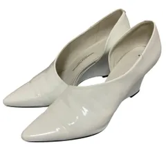 良品 HYKE × BEAUTIFUL SHOES ハイク ビューティフルシューズ コラボ ウェッジソール パテントパンプス 24.5cm ホワイト レディース 古着 中古 USEDのサムネイル