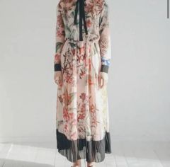 美品 グレースコンチネンタル 花柄 ボウタイブラウス スカート